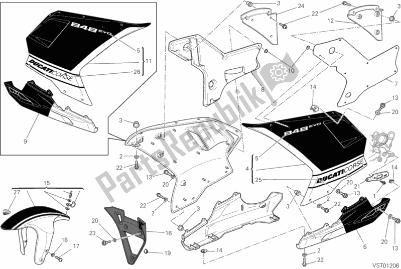 Tutte le parti per il Carenatura del Ducati Superbike 848 EVO Corse SE 2013